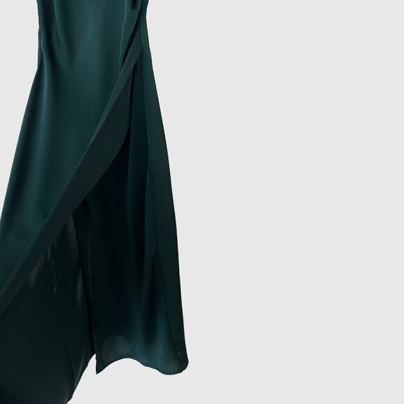 The Latest Scoop Emma Satin Cowl Neck Midi Dress - Emerald Green - US M - Picture 6 of 9